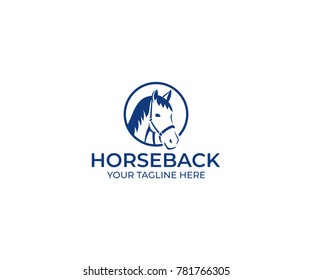 Horse's Head Logo Template. Horse in Circle Vector Design. Animal Illustration