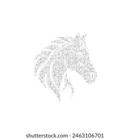 The horse's head symbol filled with black dots. Pointillism style. Vector illustration on white background