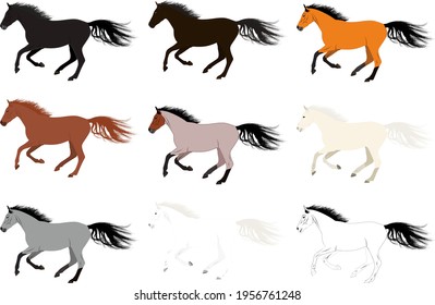 Horses Horse Running Color Vector Stock Vector (royalty Free 