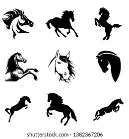 Horses Icon Pack set vector