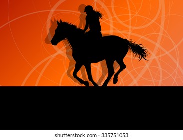 Horses with jockey equestrian sport vector background concept