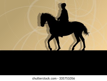 Horses with jockey equestrian sport vector background concept