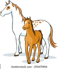 horses - mare and foal, vector illustration