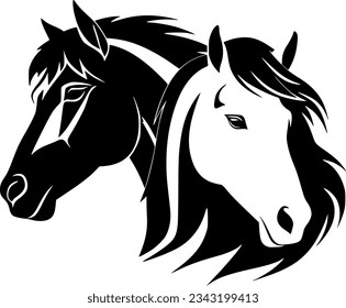 Horses | Minimalist and Simple Silhouette - Vector illustration