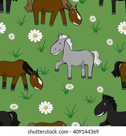 horses on a grassland
