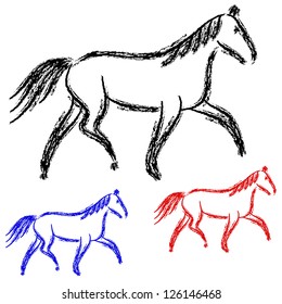 horses outlines. vector collection