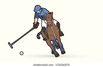 Horses Polo player action sport cartoon graphic vector.