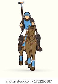Horses Polo player action sport cartoon graphic vector.