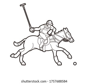 Horses Polo player sport cartoon graphic vector