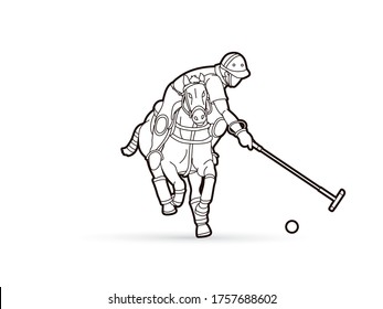 Horses Polo player sport cartoon graphic vector