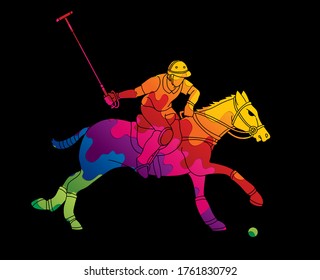 Horses Polo player sport cartoon graphic vector