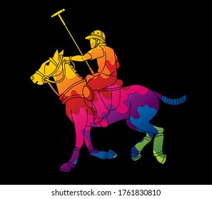 Horses Polo player sport cartoon graphic vector