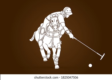 Horses Polo player sport cartoon graphic vector