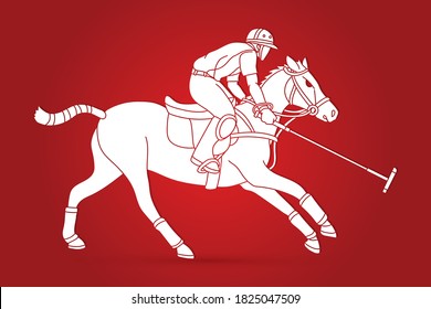 Horses Polo player sport cartoon graphic vector