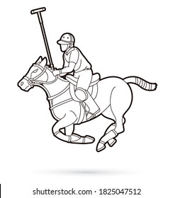 Horses Polo player sport cartoon graphic vector