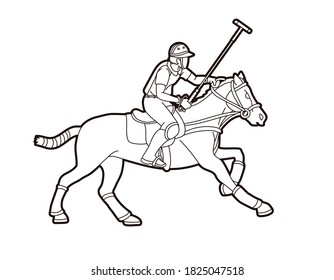 Horses Polo player sport cartoon graphic vector