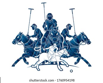 Horses Polo players action cartoon cartoon graphic vector