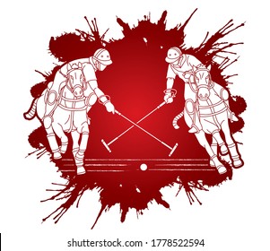 Horses Polo players action cartoon cartoon graphic vector