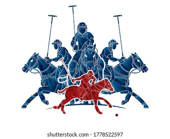 Horses Polo players action cartoon cartoon graphic vector