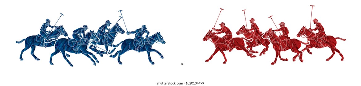 Horses Polo players action cartoon cartoon graphic vector