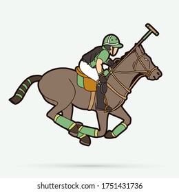 Horses Polo sport cartoon graphic  vector