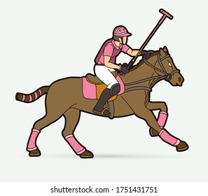 Horses Polo sport cartoon graphic  vector
