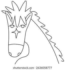 horses portrait in doodle style in vector. element for decor postcard design print sticker animation poster background