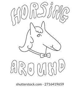 Retrato de caballo en estilo doodle en Vector. Elemento para decoración Diseño de postal Imprimir pegatina Animación Cartel de fondo