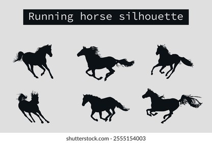 horses, race, mustang, horse, silhouette, wild, running, vector, animal, animals, illustration, collection, posing, pose, fast, farm, standing, jumping, champion, icon, black, silhouettes, mammal, des