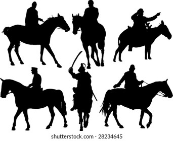 horses and riders silhouettes