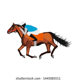 Horses running horse racing on a white background