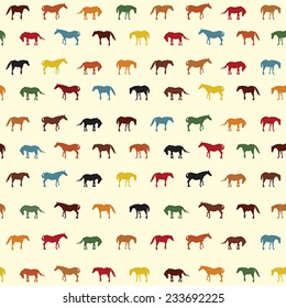 Horses seamless pattern in colors