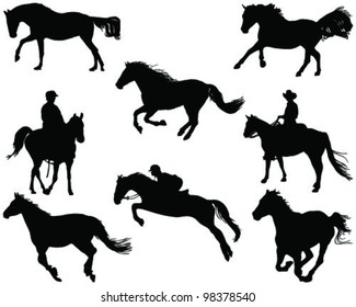 horses silhouette 2-vector