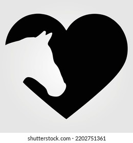 Horses Silhouette Horse Face Heart Shape On Pony Jumping On Equestrian Sport Competition