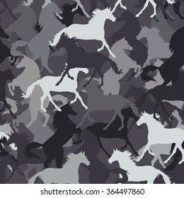  horses silhouette seamless pattern