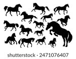 Horses silhouette set vector illustration, Collection of Horse silhouette.