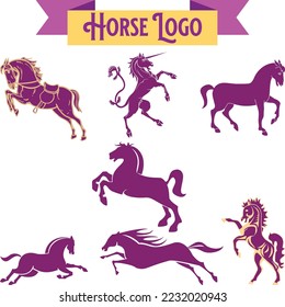 Horses silhouette set vector illustration, Collection of Horse silhouette