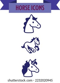 Ilustración vectorial del conjunto de siluetas de caballos, Colección de silueta de caballo