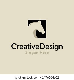 Horses Silhouette Spirit Race Creative Logo Design 