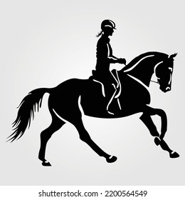 Horses Silhouette Vector Illustration Equestrian Equine Horse Riding Racing