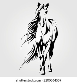 Caballos Silhouette Vector Ilustración Contorno Ecuestre Rastreo de equitación Salto Pony Unicorn