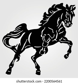 Horses Silhouette Vector Illustration Equestrian Equine Horse Riding Racing Outline Pony Unicorn
