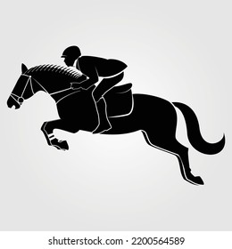 Horses Silhouette Vector Illustration Equestrian Equine Racer Horse Riding Racing Jumping Pony Unicorn