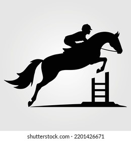 Horses Silhouette Vector Illustration Equestrian Equine Horse Riding Racing Jumping Pony Racer