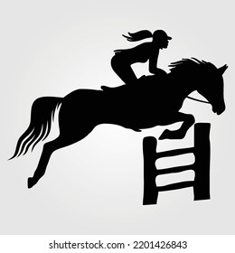 Horses Silhouette Vector Illustration Equestrian Equine Horse Riding Racing, Jumping Horse Pony Unicorn