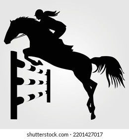 Horses Silhouette Vector Illustration Equestrian Equine Horse Riding Racing, Jumping Horse Pony Unicorn