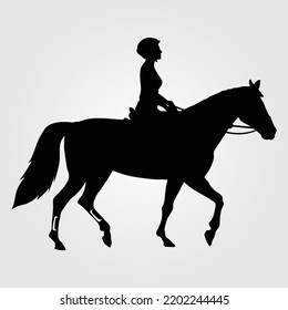 Horses Silhouette Vector Illustration Equestrian Equine Horse Riding Racing, Jumping Pony Unicorn