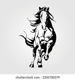 Horses Silhouette Vector Illustration Equestrian Outline Equine Horse Riding Racing Jumping Jockey Pony Unicorn