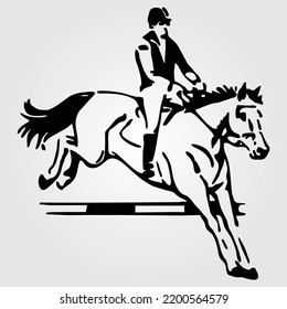 Horses Silhouette Vector Illustration Outline Equestrian Equine Horse Riding Racing Jumping Pony Unicorn