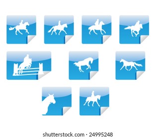 horses silhouettes icons